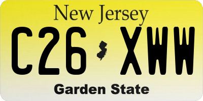 NJ license plate C26XWW