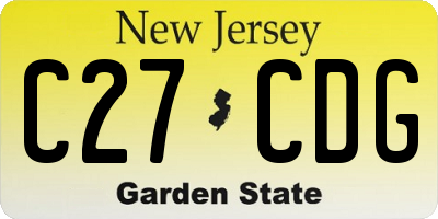 NJ license plate C27CDG