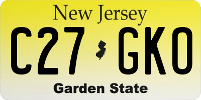 NJ license plate C27GKO