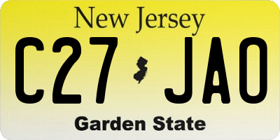 NJ license plate C27JAO