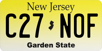 NJ license plate C27NOF