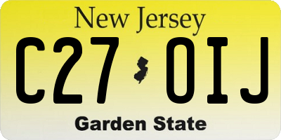 NJ license plate C27OIJ