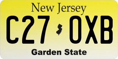 NJ license plate C27OXB