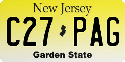 NJ license plate C27PAG