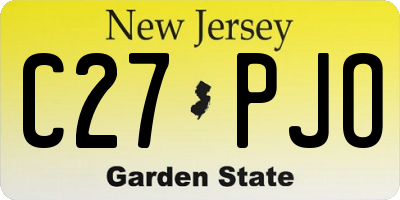 NJ license plate C27PJO