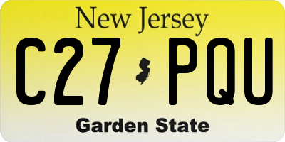 NJ license plate C27PQU