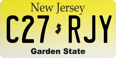 NJ license plate C27RJY