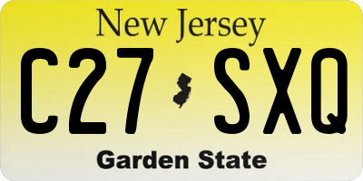 NJ license plate C27SXQ