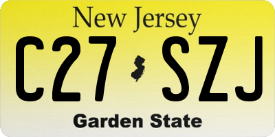 NJ license plate C27SZJ