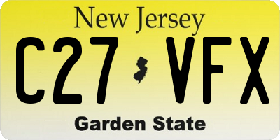 NJ license plate C27VFX
