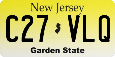 NJ license plate C27VLQ