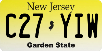 NJ license plate C27YIW