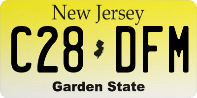 NJ license plate C28DFM