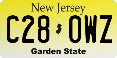 NJ license plate C28OWZ