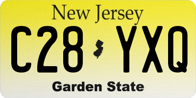 NJ license plate C28YXQ