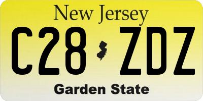 NJ license plate C28ZDZ