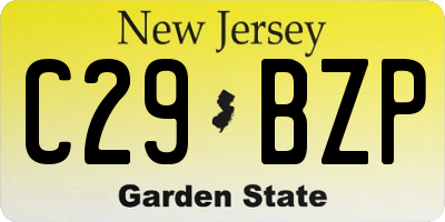 NJ license plate C29BZP