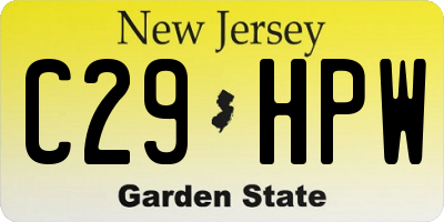 NJ license plate C29HPW