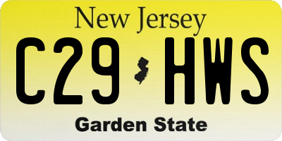NJ license plate C29HWS