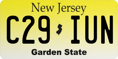 NJ license plate C29IUN