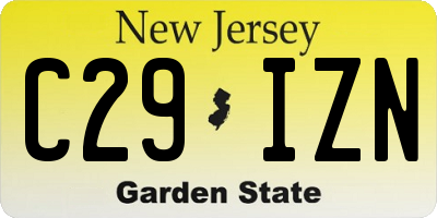 NJ license plate C29IZN
