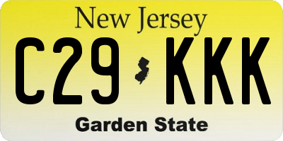 NJ license plate C29KKK