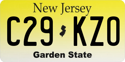 NJ license plate C29KZO