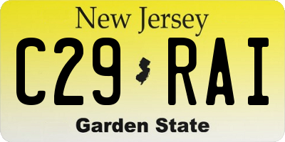 NJ license plate C29RAI