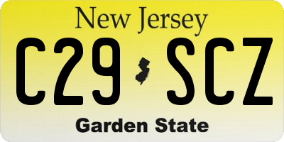 NJ license plate C29SCZ