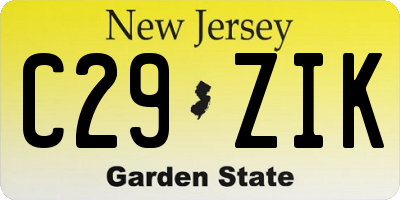 NJ license plate C29ZIK