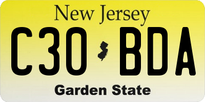 NJ license plate C30BDA