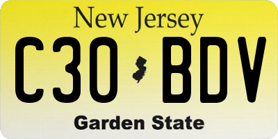 NJ license plate C30BDV