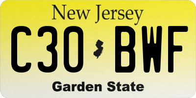 NJ license plate C30BWF