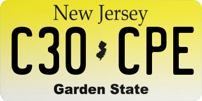 NJ license plate C30CPE