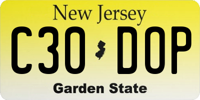 NJ license plate C30DOP