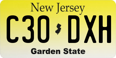 NJ license plate C30DXH