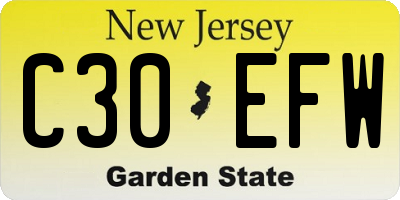 NJ license plate C30EFW