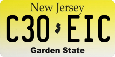 NJ license plate C30EIC