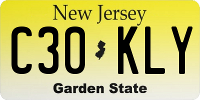 NJ license plate C30KLY