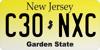 NJ license plate C30NXC