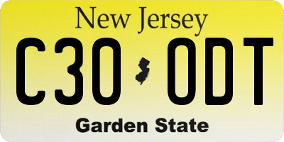 NJ license plate C30ODT