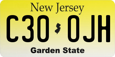 NJ license plate C30OJH