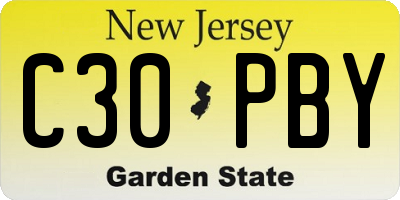 NJ license plate C30PBY