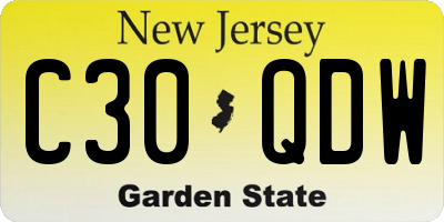 NJ license plate C30QDW