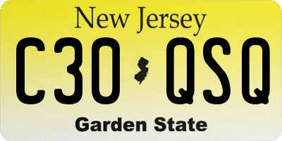 NJ license plate C30QSQ