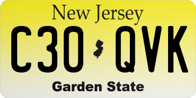 NJ license plate C30QVK