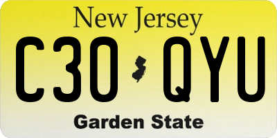 NJ license plate C30QYU