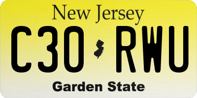 NJ license plate C30RWU