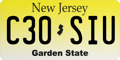 NJ license plate C30SIU