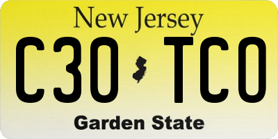 NJ license plate C30TCO